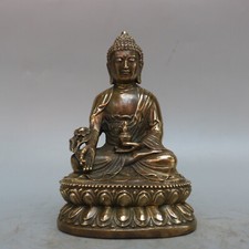 Collectible Chinese old copper hand carven Medicine Buddha exquisite statue