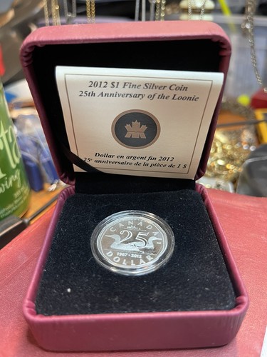 Pure Silver Coin 2012 Canada 25th Anniversary Of The Loonie Silver Dollar $1 #01 - Picture 4 of 6