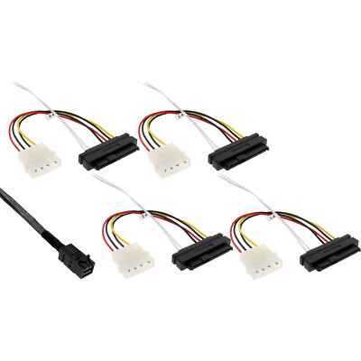 InLine  Mini SAS HD Kabel, SFF-8643 zu 4x SFF-8482 (29-pol.) + Strom, 0,5m
