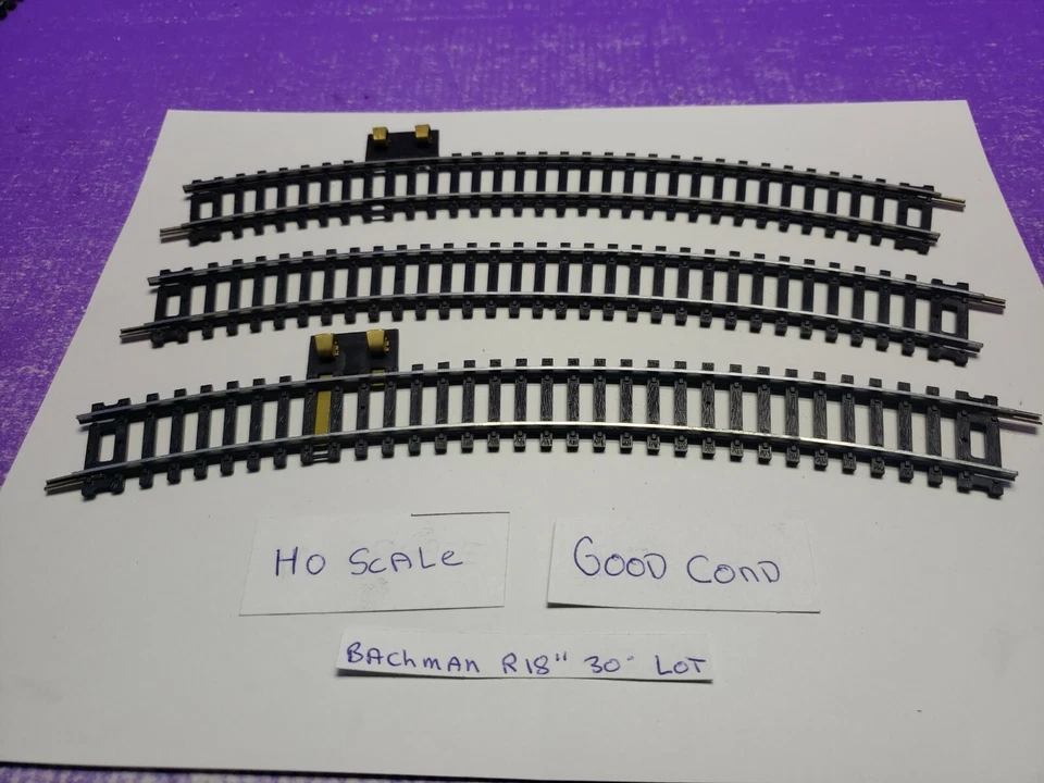 USED ASSORTED Vintage Track Black HO Scale Lot of 3 Curves R. 18" 30 Degrees - Image 2 of 4