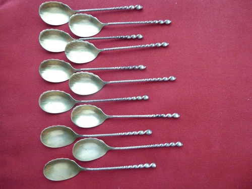 No. 128 Sterling Silver Spoon by Towle Silver with Gold Wash 5 5/8", set of 9