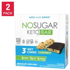 No Sugar Keto Bars 2-Pack 24ct - Chocolate Chip Cookie Dough, Guilt-Free Snack