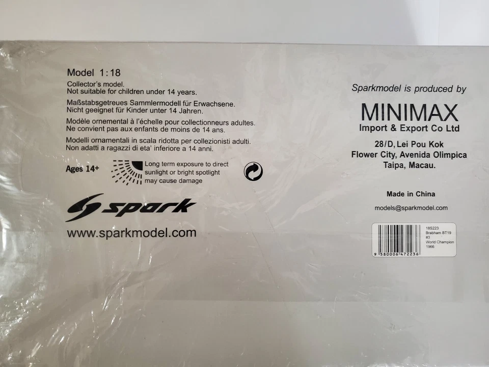 1/18 Scale Spark Model Brabham BT19 #3 World Champion 1966 - Jack Brabham - Image 4 of 4