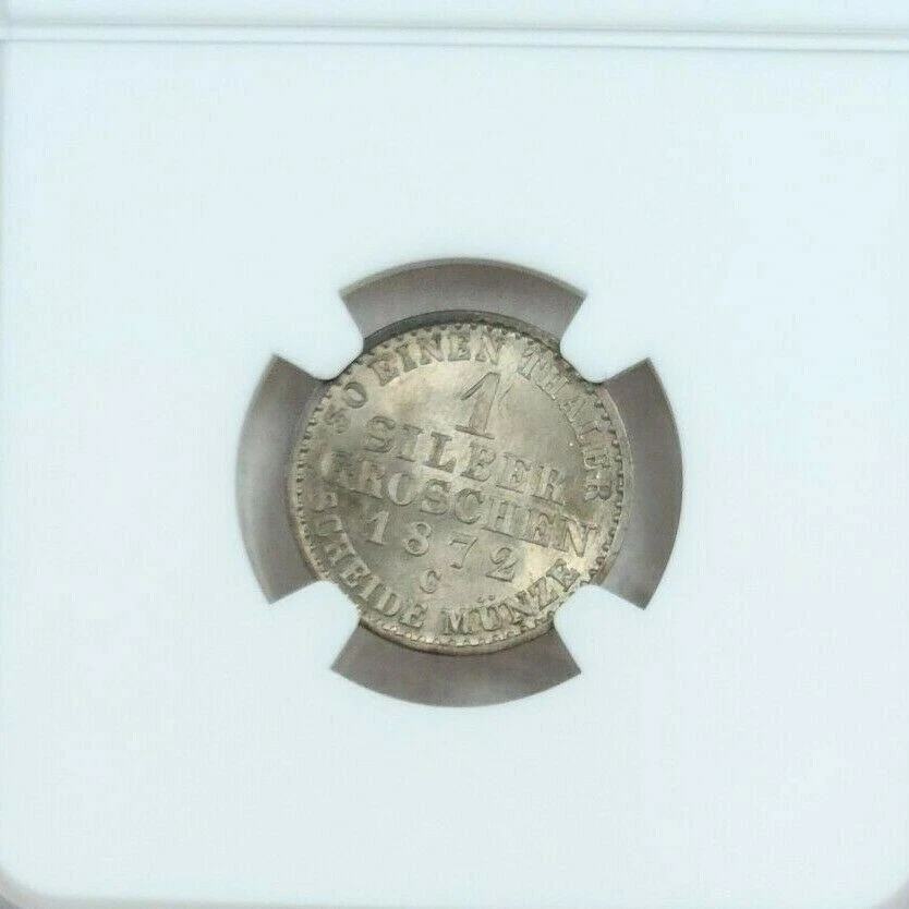 1872 GERMANY 1 SILVER GROSCHEN WILHELM I PRUSSIA NGC MS 64 BLAZING BU LUSTER - Image 2 of 4