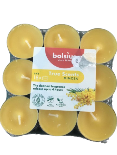 Tealight 18pz 4H mimosa Bolsius