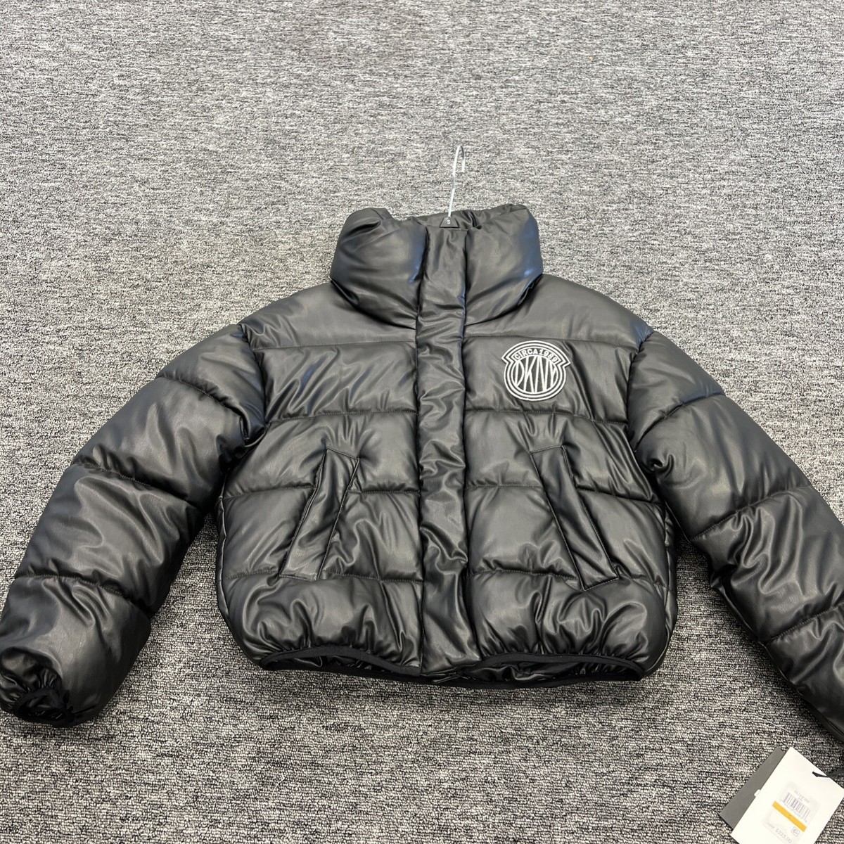 Dkny Faux Leather Crop Puffer Jacket Black Size S $225 | eBay