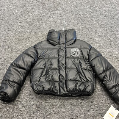 Dkny Faux Leather Crop Puffer Jacket Black Size S $225 | eBay