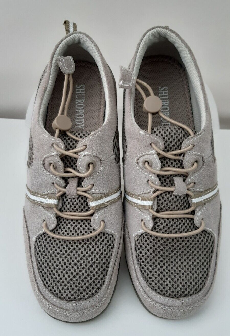 Women Shuropody Foot Clinic Memory Foam Beige Trainers Shoes Size UK 6.