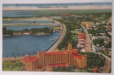Florida Postcard Early 1900s St. Petersburg Hotel District Color Vinoy Beach Dr