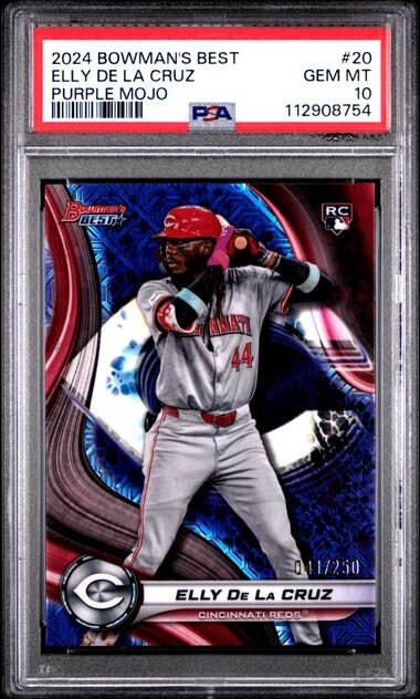 2024 Bowman's Best Elly De La Cruz Purple MOJO/250🔥PSA 10 🔥POP 10🔥GEM MINT