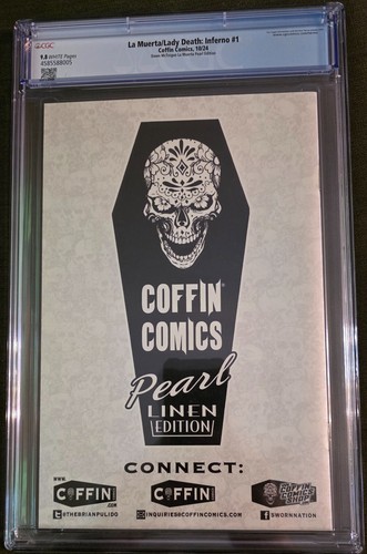 La Muerta/Lady Death: Inferno 1 Dawn McTeigue La Muerta Pearl Edition CGC 9.8 - Picture 2 of 2