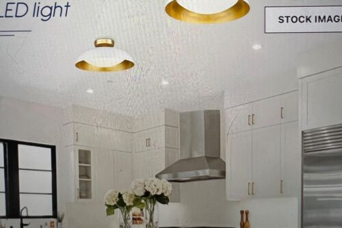 kudos flush mount light fixture, 16” LED White and gold finish - Picture 3 of 5