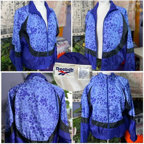 Chaqueta cortavientos retro aerobic vintage años 80 90 Reebok floral atletismo M diversión - Imagen 11 de 12