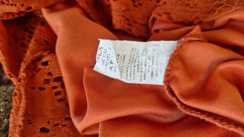 Everly Eyelet Detail Lace Long Sleeve Dress Terracotta Size: S - Picture 7 of 7