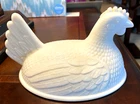Vintage Indiana Glass White Milk Glass Hen on Nest 6"x 4.125"  LID ONLY