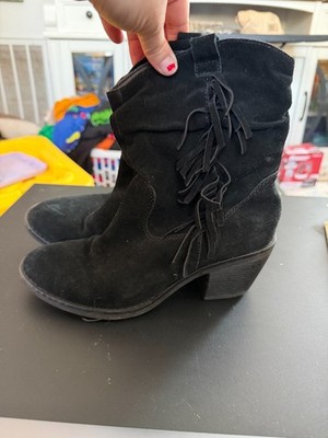 Limelight Black Fringe Booties in 7