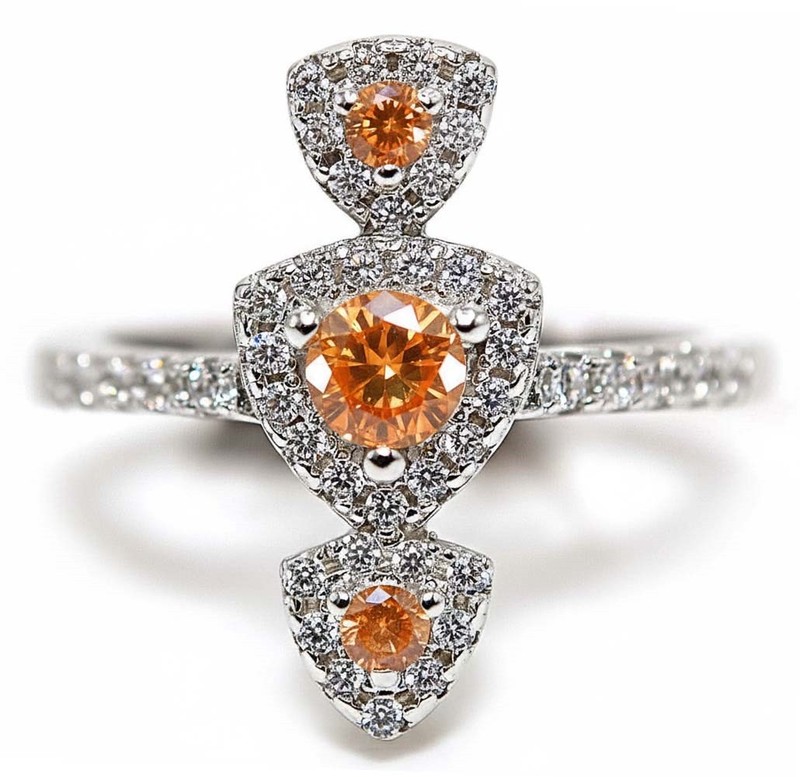 1CT  Padparadscha 925 Solid Sterling Silver Ring Sz 8