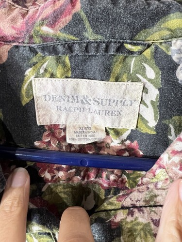 Camisa Denim & Supply Ralph Lauren Floral Hombres XL Hawaiana Manga Corta Abotonada - Imagen 6 de 14