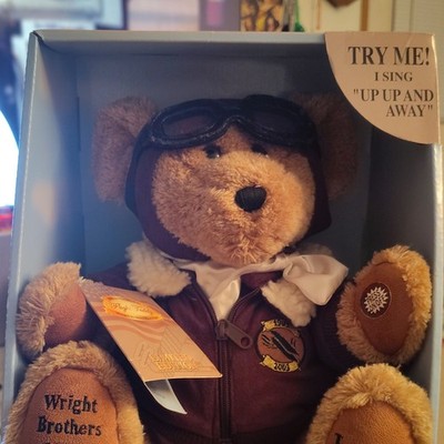 Dan Dee Flight Teddy 14'' Aviator Plush Bear w/ Goggles Jacket, Music/Battery