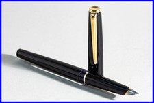 Vintage PELIKAN MK 10 Piston Filler BLACK & GOLD With Oblique BROAD Steel Nib