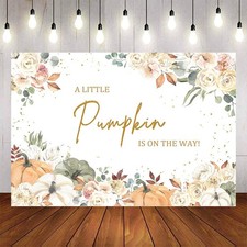 Little Pumpkin Baby Shower Backdrop Autumn Fall Floral Background 7x5ft Decor