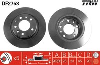 2Er Set Bremsscheiben TRW Automotive DF2758 VW 3A0 615 301 3A0 615 301 A