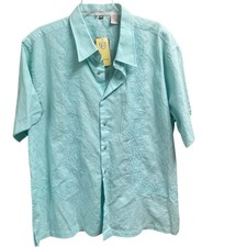 Bohio 100 Linen Guayabera Shirt Men's Size XXL Short Sleeve Button Up Hawaiian
