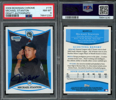 Giancarlo Stanton 2008 08 Bowman Chrome Draft RC Auto Autograph Signed PSA 8