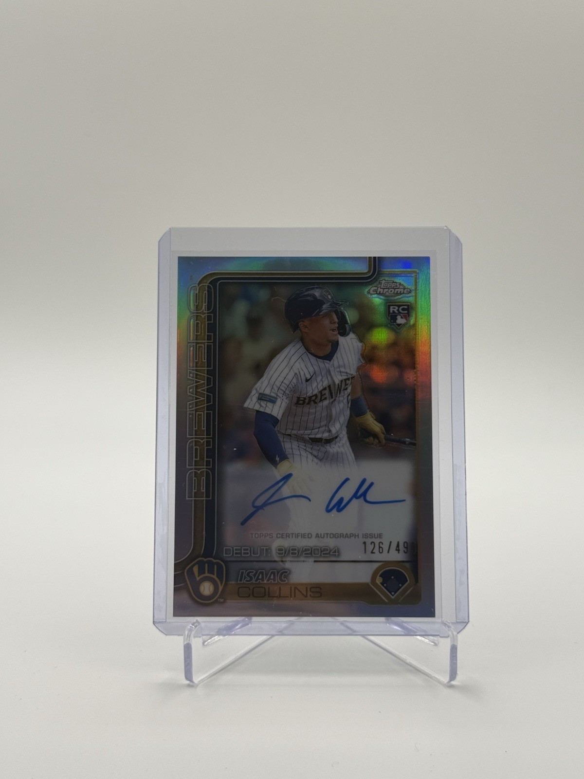 2025 Topps Chrome - Rookie Autographs Isaac Collins #RA-IC Refractor /499 RC