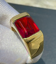 Red Garnet Gemstone Handmade Ring With 925 Sterling Silver Ring For Men's