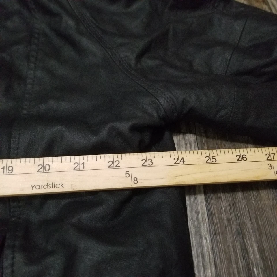 Abrigo Chaqueta Johnston & Murphy Ligero Cuero Cordero Negro Talla 44 Foto 4 de 4