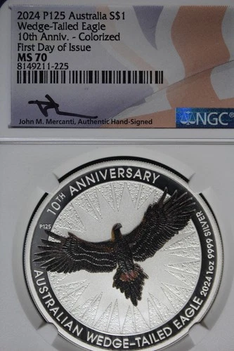 2024 P NGC MS70 AUSTRALIA WEDGE TAILED EAGLE COLORIZED DOLLAR #B51339