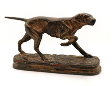 Bronze sculpture chien de chasse animalier Chenet vintage Hunting dog