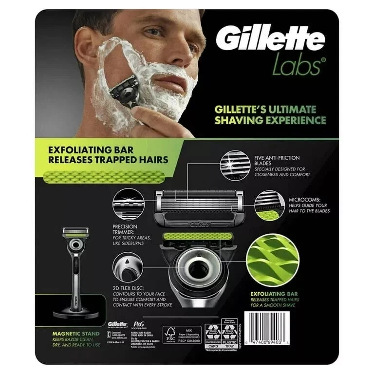 Gillette Labs - 8, 5-blade Razor Cartridges + Razor Handle + Stand