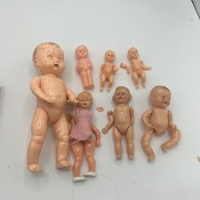 lot of Sleepy Eye Jointed Celluloid Miniature Baby Dolls and Parts Hong Kong