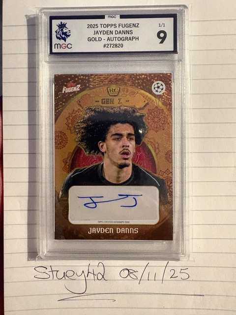 WOW 1/1 Autograph Gold Topps Fugenz Liverpool GEN Z JAYDEN DANNS RC Rookie Card