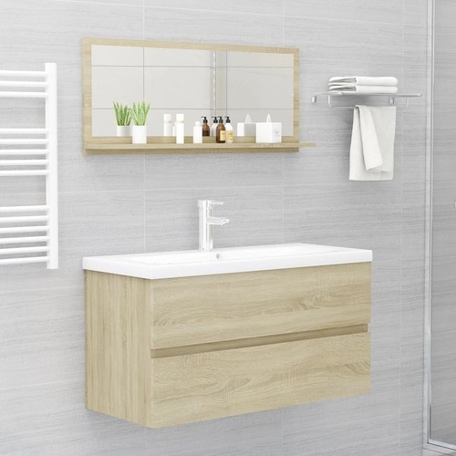 vidaXL Mirror Sonoma oak Engineered wood 35.4 x 4.1 x 14.6 in - Picture 6 of 7