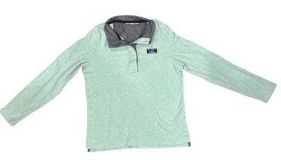 LL Bean Women's Rugby Pullover Soft Cotton Blue 1/4 Button Logo Size XS