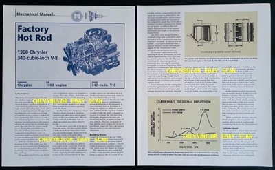 1968 Chrysler 340 V8 History Info Article ''Factory Hot Rod''