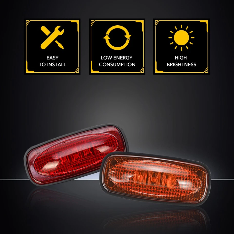 4x Luces LED rojas ámbar para guardabarros laterales para 03-09 Dodge RAM 2500 doble rueda Foto 3 de 4