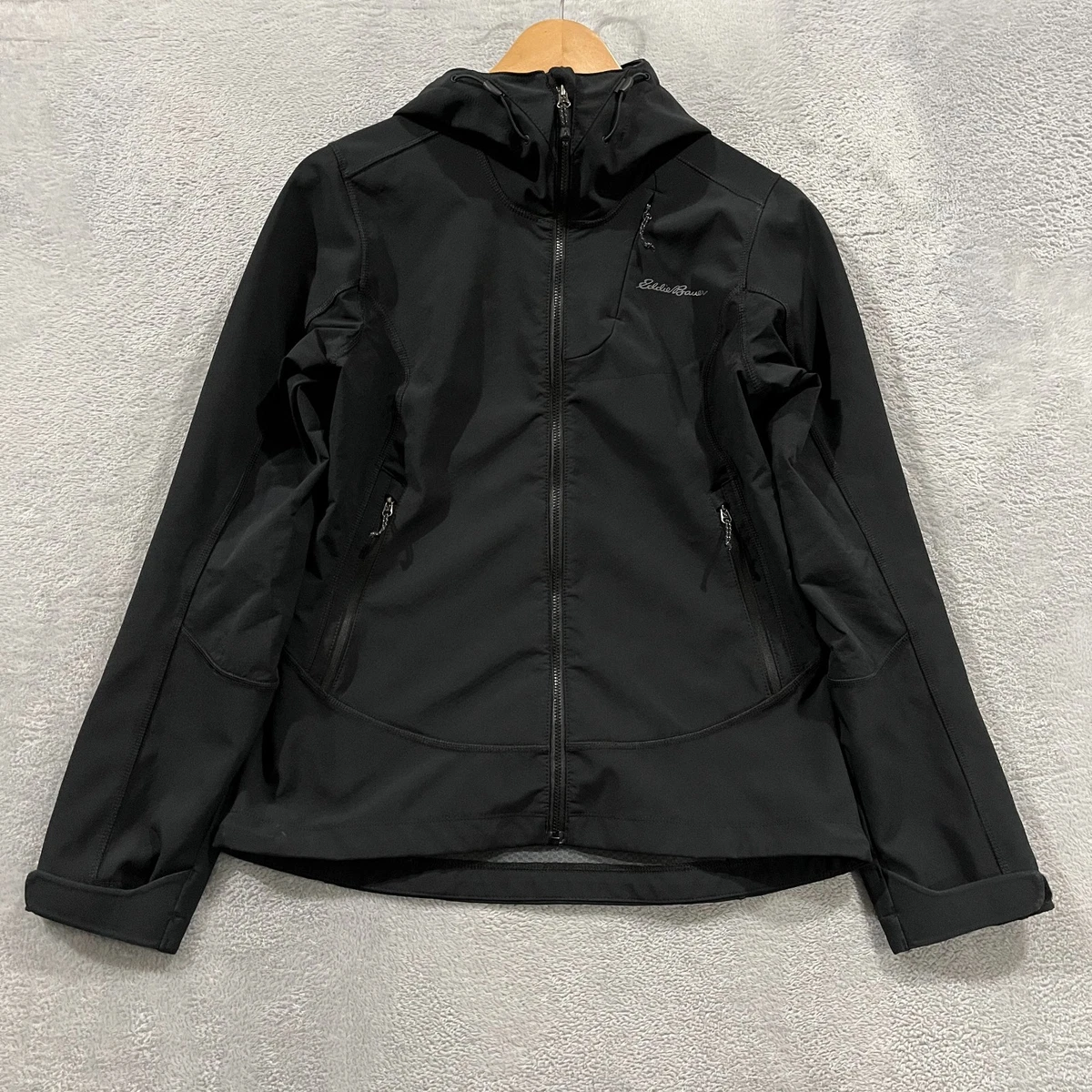 Eddie Bauer Veste WindPac pour femme, noir, Large
