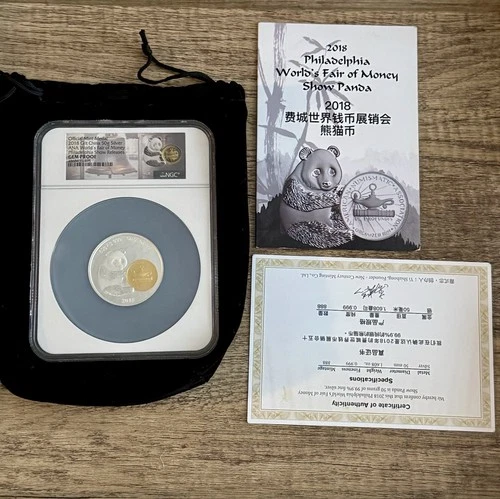 2018 China 50g Silver Gilt Panda - ANA World’s Fair NGC Gem Proof - With COA