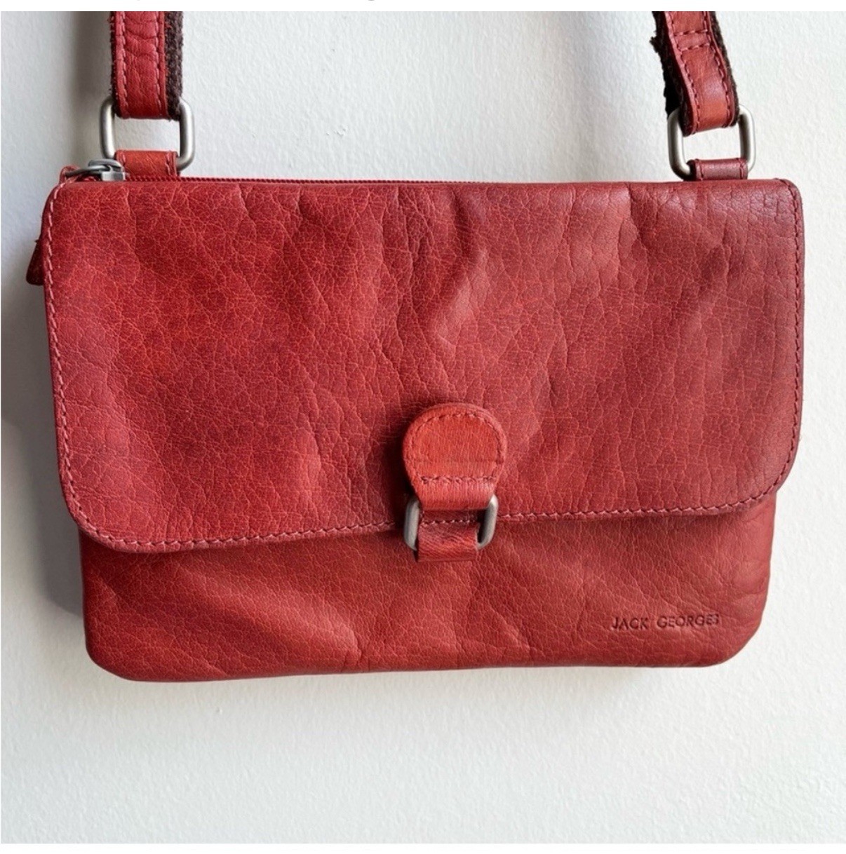 Jack Georges Rust Red Orange Adjustable Strap Cro… - image 1
