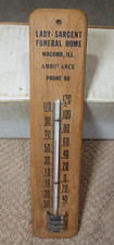 Lady Sargent funeral home Macomb ill thermometer  vtg  advertising