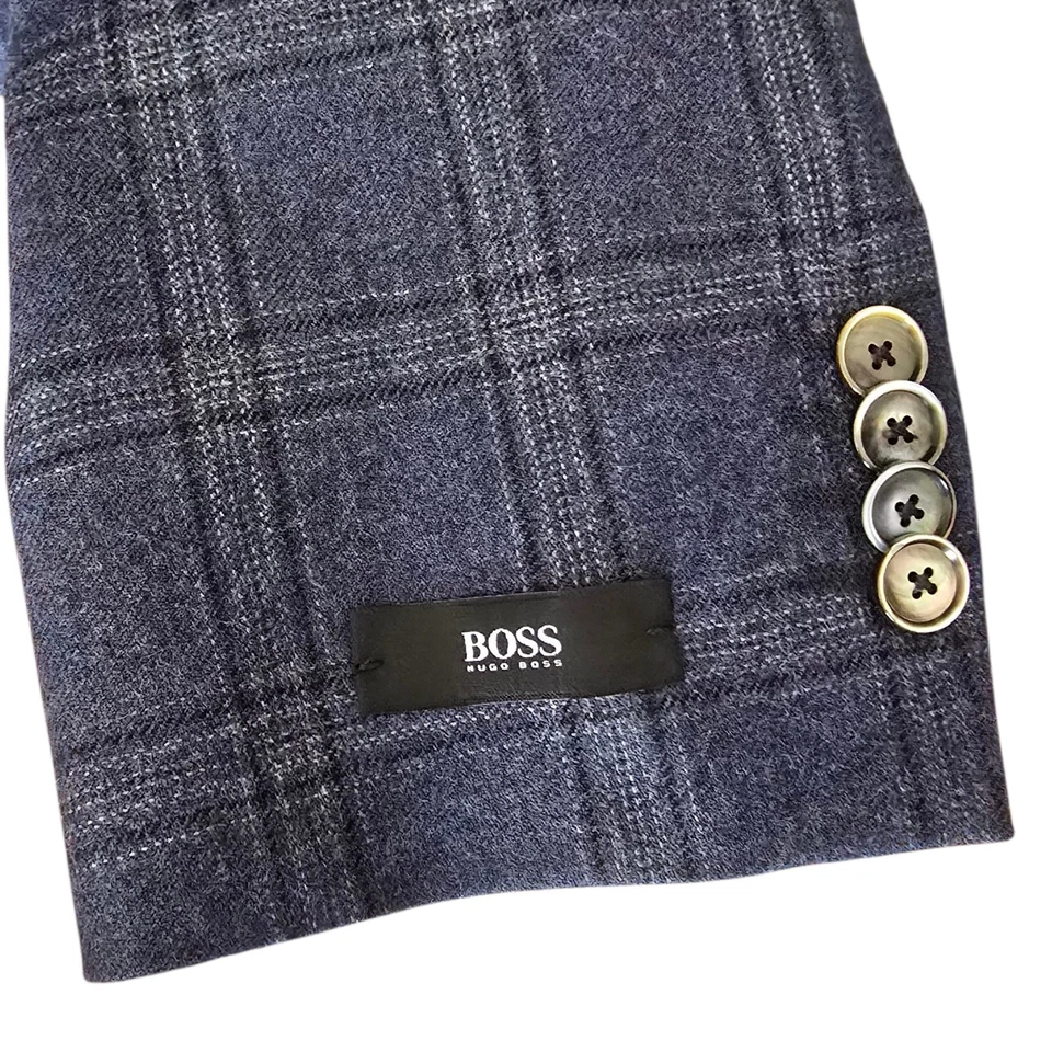 Nuevo Blazer Hugo Boss 42L Azul Cuadros Mop Botones Norris1 27 Pulgadas Largo Brazo Foto 3 de 4