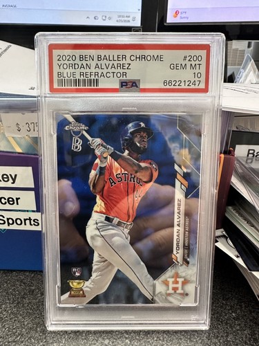 Yordan Alvarez RC 2020 Topps Chrome Ben Baller #200 Blue Refractor #/75 PSA 10