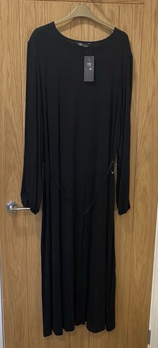 M&S Ladies Black Jersey Stretch Dress Size 24 L New With Tags Long Sleeves - Picture 4 of 5