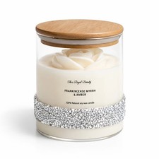 Vela de cera de soja pura mezclada perfumada con incienso y mirra y ámbar 17 oz