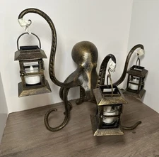 Octopus Centerpiece Candleholders Glass Lantern Coastal 14”x18” Beach Decor