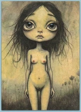 ACEO watercolor painting - cute sexy girl woman surreal